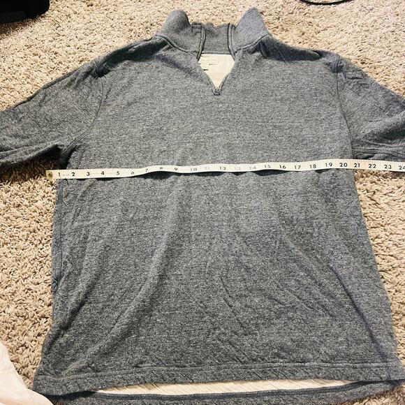 J Crew Mens Gray Quarter Zip Crew Neck Knit Goods SweatShirt L - Picture 2 of 4